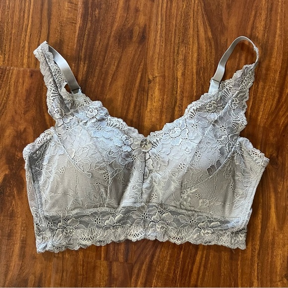 Rhonda Shear Gray Floral Lace Bralette size 2X - Picture 1 of 6